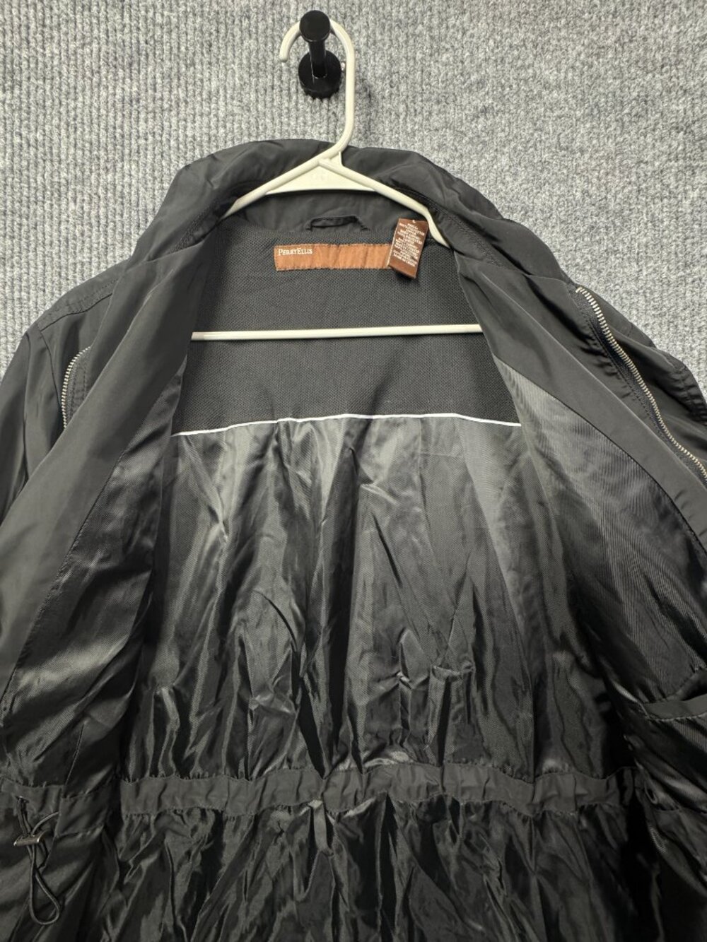 Perry Ellis Men's Size Large Black Lightweight Lined Rain Coat Jacket - Picture 14 of 16